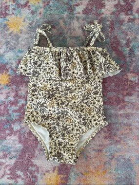Rylee + Cru Cream Floral Ruffle One-Piece 6-12 mos